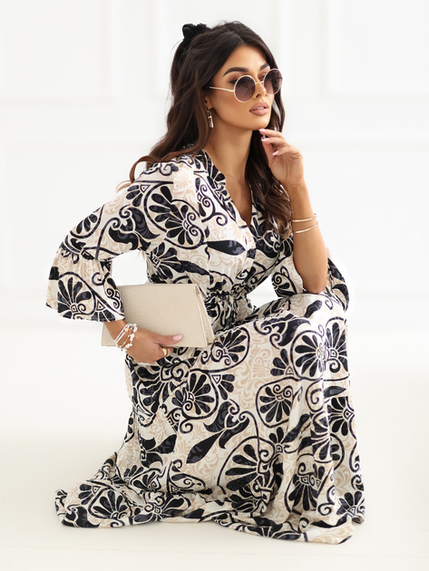 Czarna rozkloszowana sukienka z nadrukiem