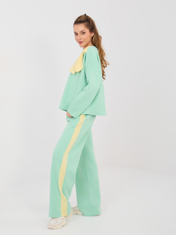 Jasnozielone dresowe spodnie bez zapięcia RUE PARIS 