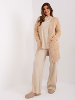 Hurtownia Beżowy dzianinowy kardigan