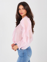 Jasnoróżowa półprzezroczysta koszula z dekoltem V