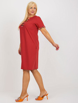 Hurt burgundy cotton dress plus size with lace.
