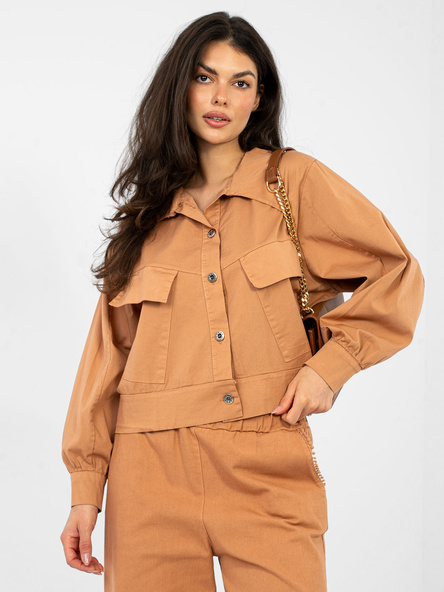 Ceglasta koszula oversize z bawełny RUE PARIS