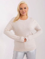 Hurt Jasnobeżowy casualowy sweter plus size ze ściągaczami