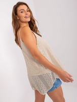 Hurt Beżowy rozkloszowany top z koronką OCH BELLA