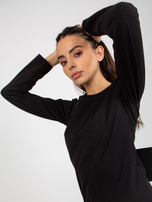 Hurt Czarna gładka bluzka longsleeve z okrągłym dekoltem