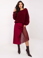 Bordowy sweter boucle o kroju oversize
