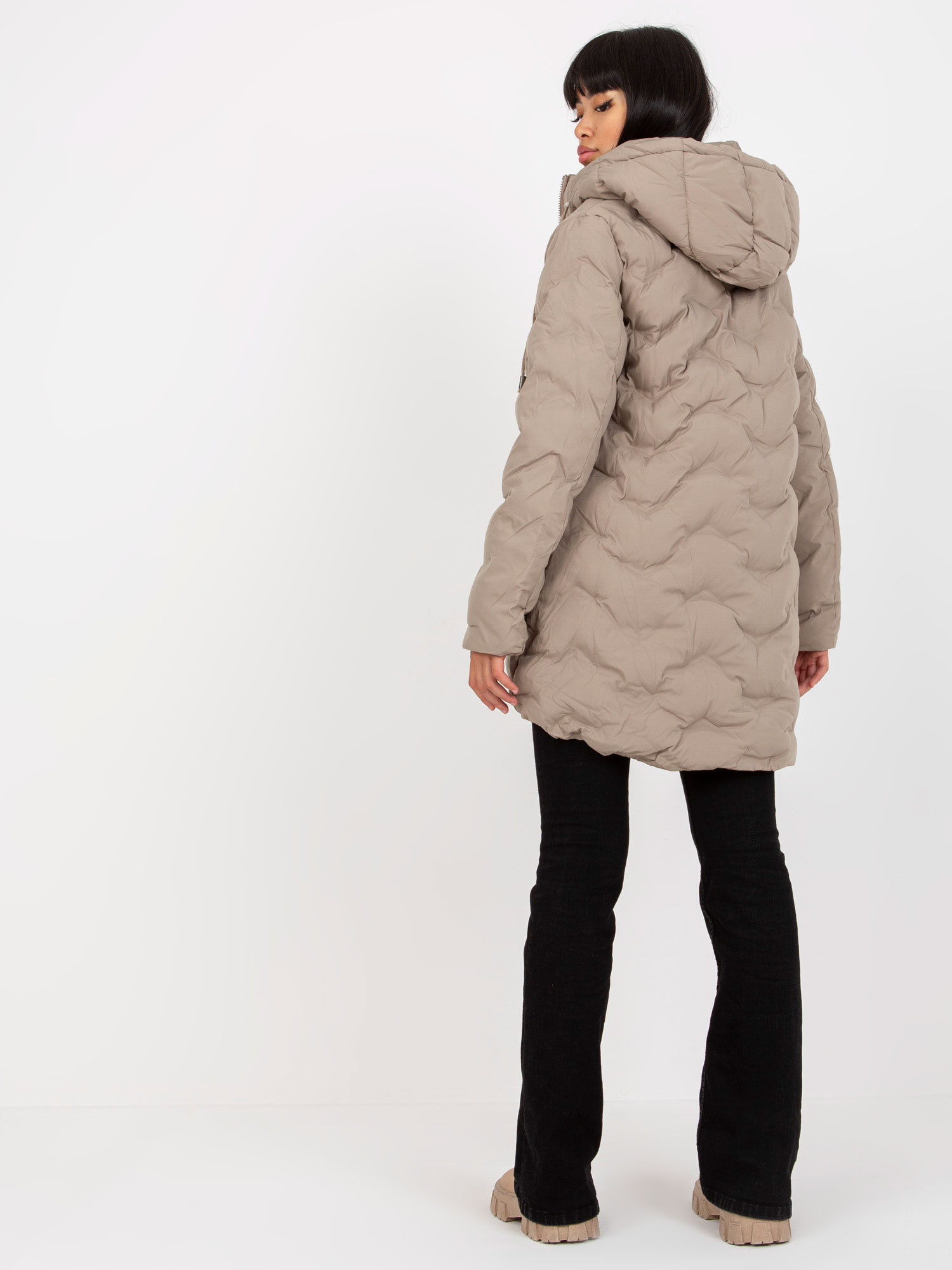 Online-Großhandel Beige Daunenjacke Winterjacke mit Kapuze