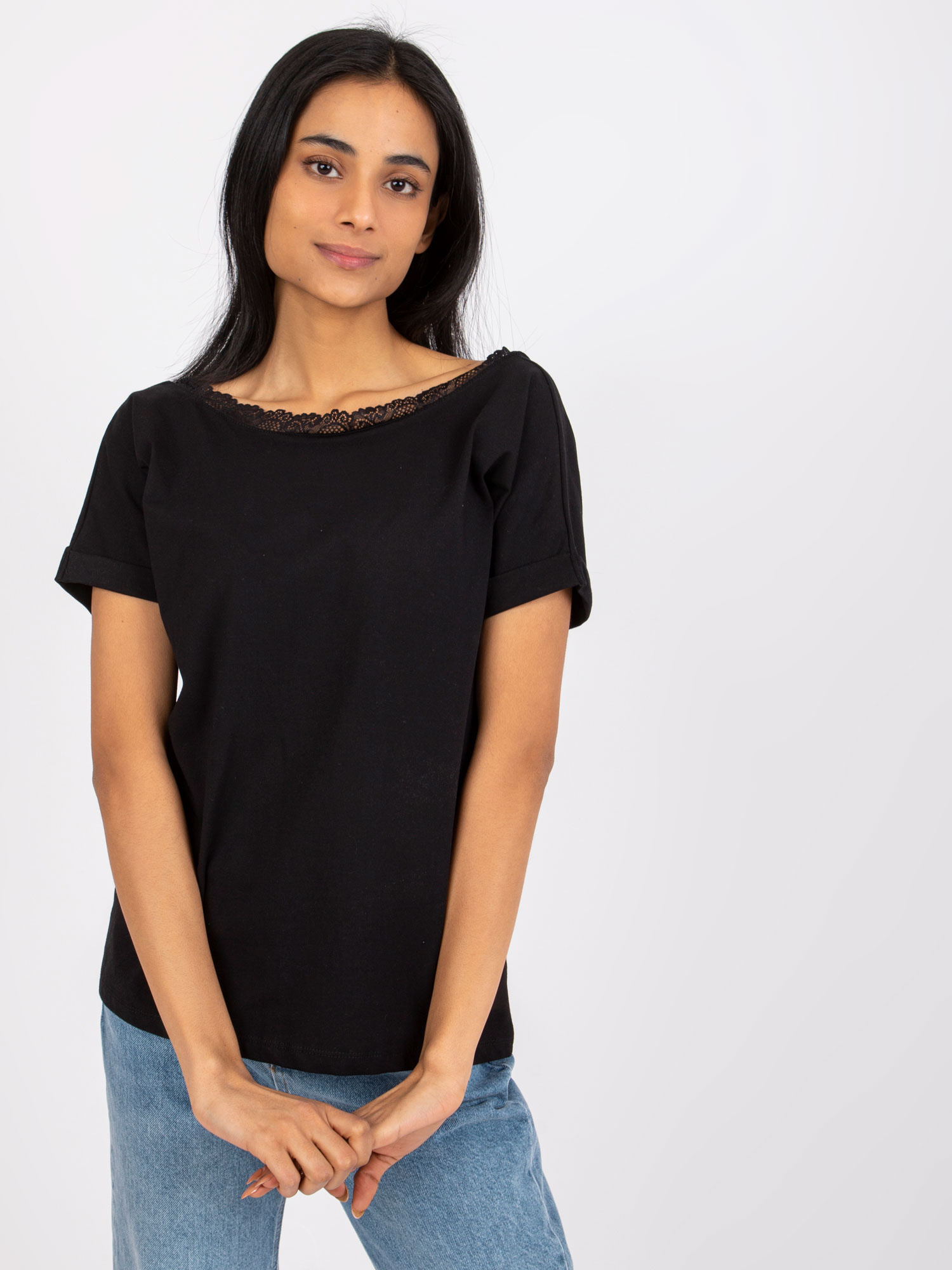 Schwarze Bluse mit Rückenausschnitt Salma RUE PARIS.