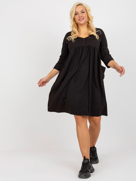Hurt Czarna dresowa sukienka plus size basic z kieszeniami