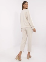 Beżowy casualowy komplet damski w kwiaty