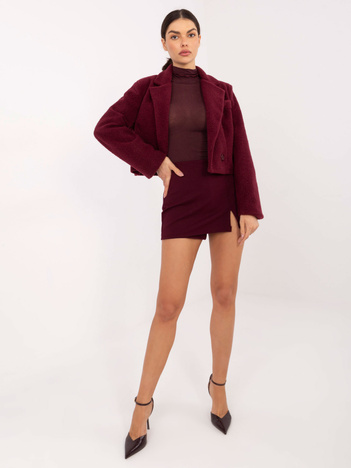 Burgundowe spódnico-szorty z rozcięciem