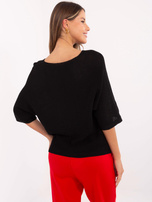 Hurtownia Czarny sweter oversize o kroju nietoperza