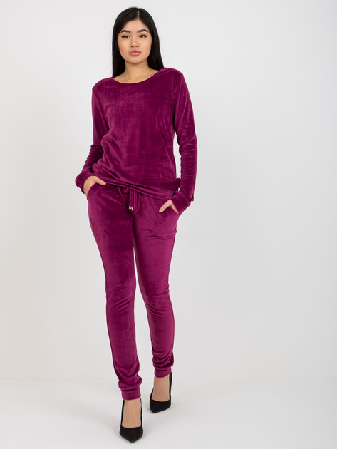 Hurt Fioletowy komplet welurowy ze spodniami Clarisa RUE PARIS