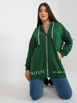 Hurt Ciemnozielona rozpinana bluza plua size z kapturem