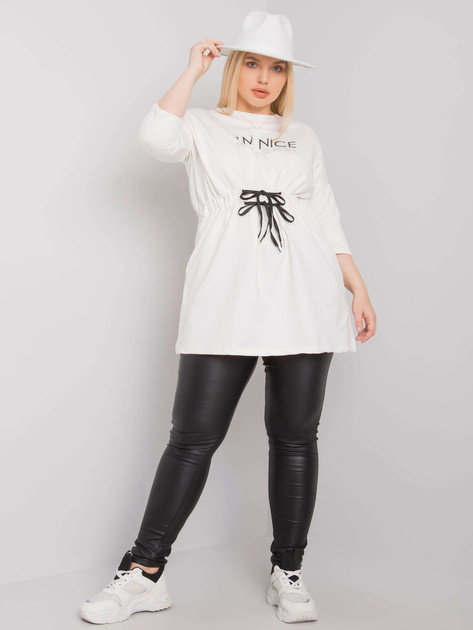 Ecru tunika plus size z wiązaniem Tulsa