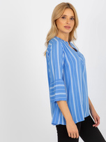 Hurt Niebieska bluzka w paski z wiskozy SUBLEVEL