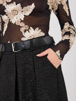 Czarna żakardowa spódnica z paskiem RUE PARIS 