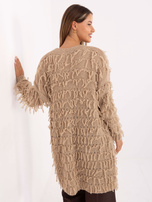 Beżowy damski kardigan przed kolano RUE PARIS