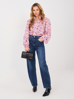 Różowa elegancka koszula w kwiaty 