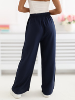 Granatowe letnie spodnie z wiązaniem