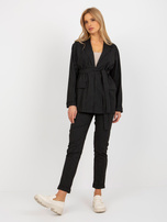 Hurtownia Czarna elegancka marynarka od garnituru w paski