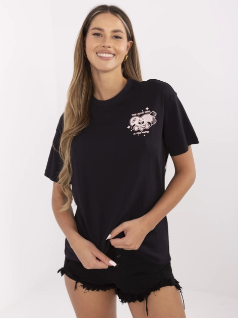 Grafitowy bawełniany t-shirt z nadrukiem SUBLEVEL