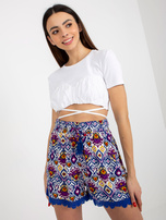 Hurt Fioletowe wzorzyste szorty casualowe z wiskozy SUBLEVEL