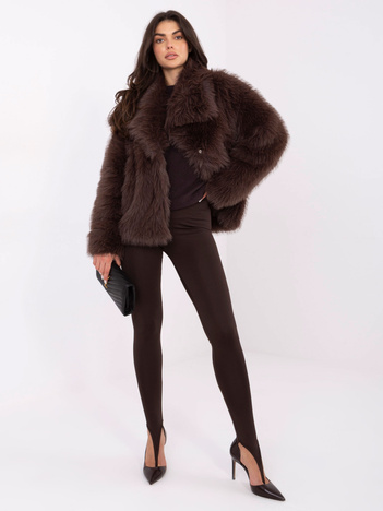 Czekoladowe gładkie legginsy z zakładką na palec