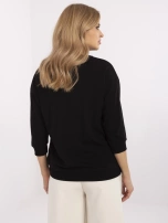 Czarna casualowa bluzka damska z rękawem 3/4