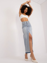 Hurt Jasnoniebieska długa spódnica jeansowa z rozcięciem