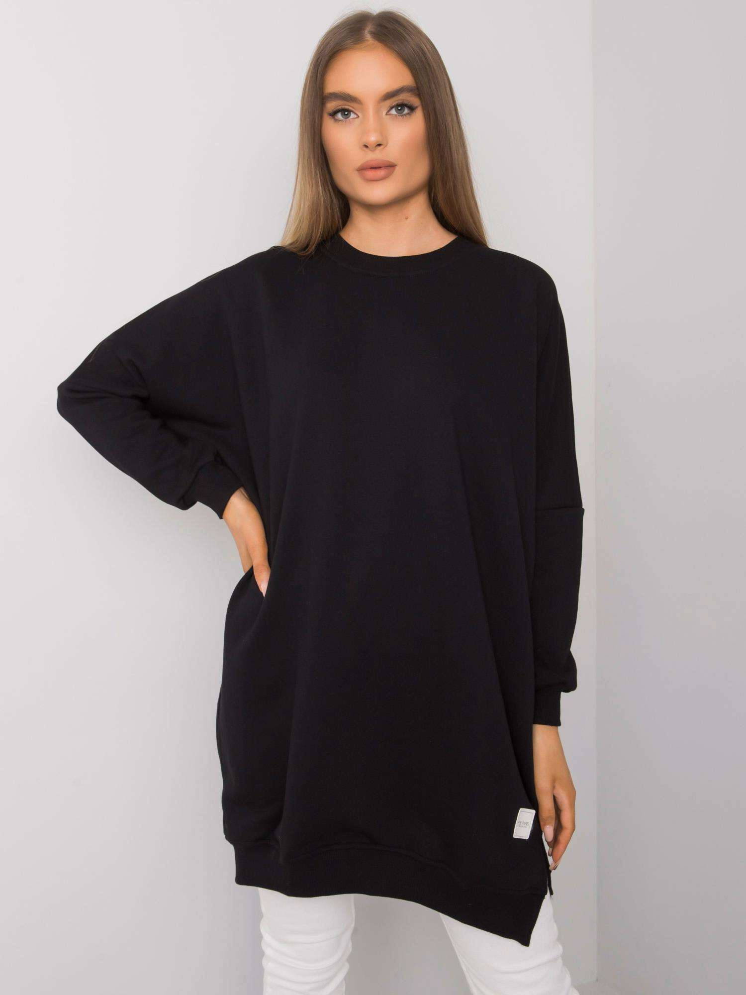 Schwarzes Sweatkleid mit langen Ärmeln Odile RUE PARIS.
