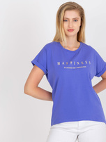 Fioletowy asymetryczny t-shirt plus size z bawełny