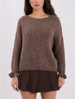 Brown women's sweater with wool blend.