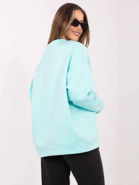 Miętowa ocieplana bluza bez kaptura RUE PARIS