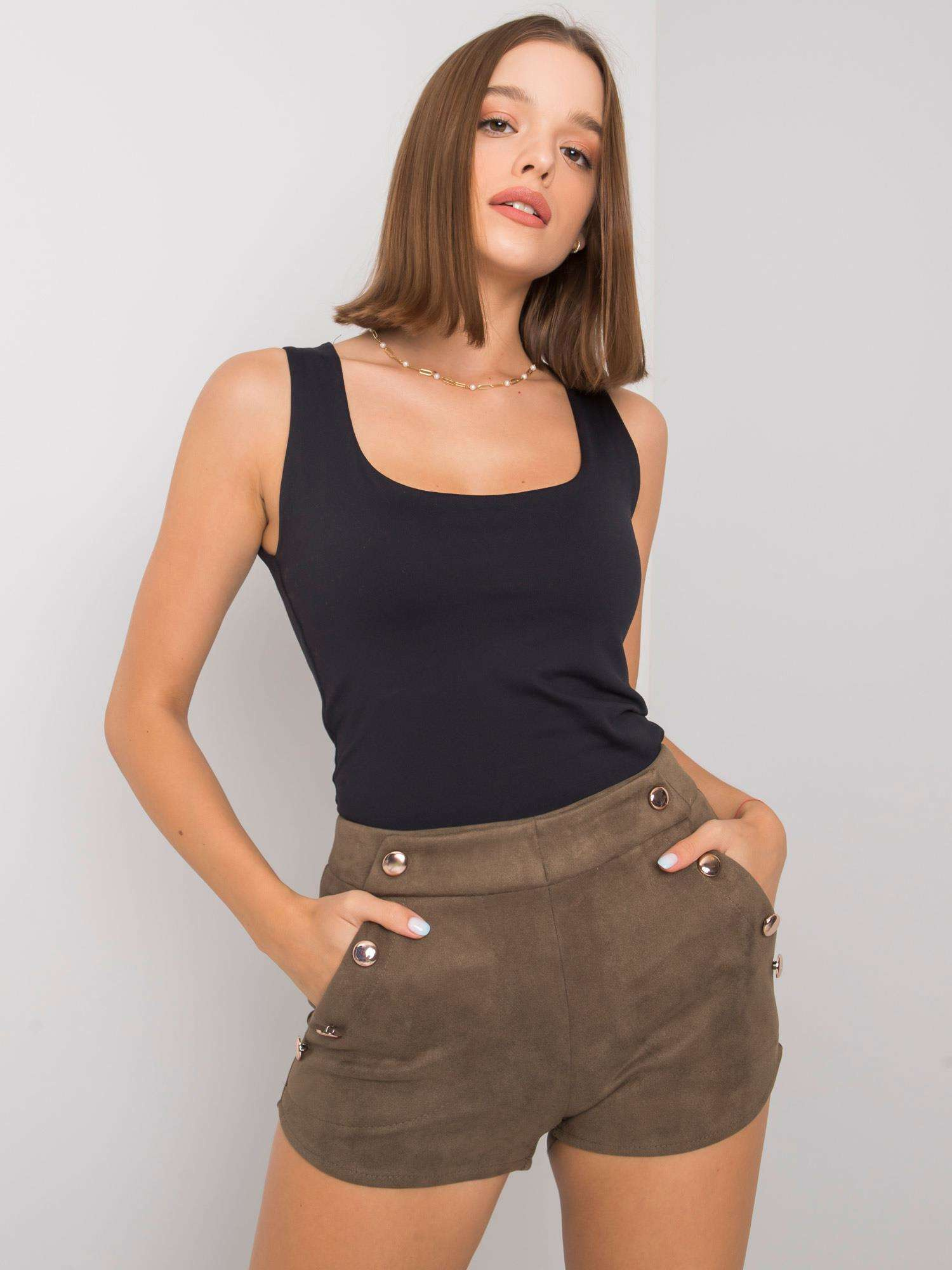 Khaki-Shorts mit Knöpfen Jaylah RUE PARIS.