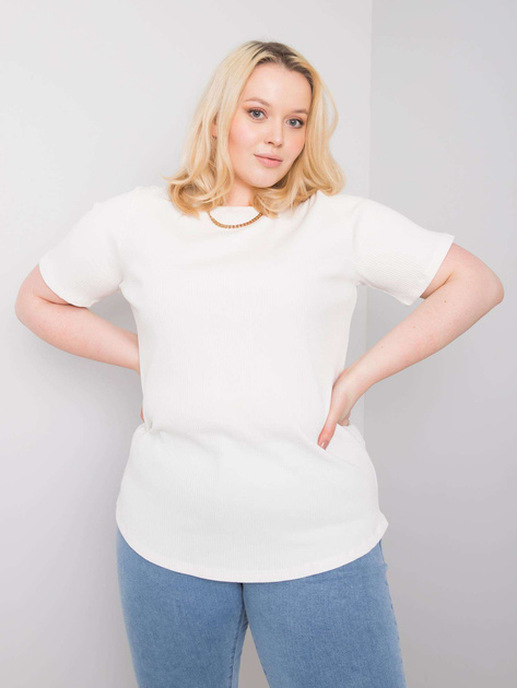 Ecru bluzka plus size prążkowana Stella