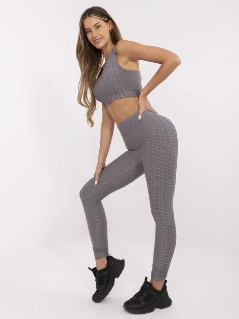 Szary sportowy komplet z legginsami RUE PARIS