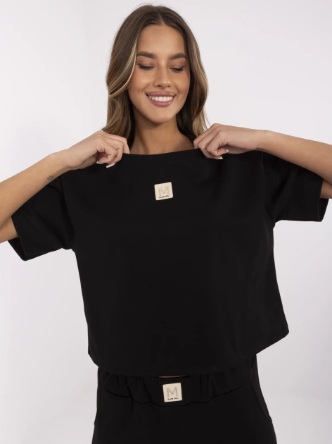 Czarny dwuczęściowy komplet z wiskozą