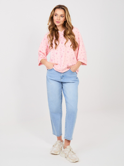 Pastelowa różowa damska bluza oversize z kapturem