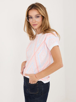 Brzoskwiniowa casualowa bluzka w romby