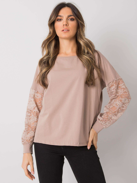 Ciemnobeżowa bluzka z koronką Shantelle RUE PARIS