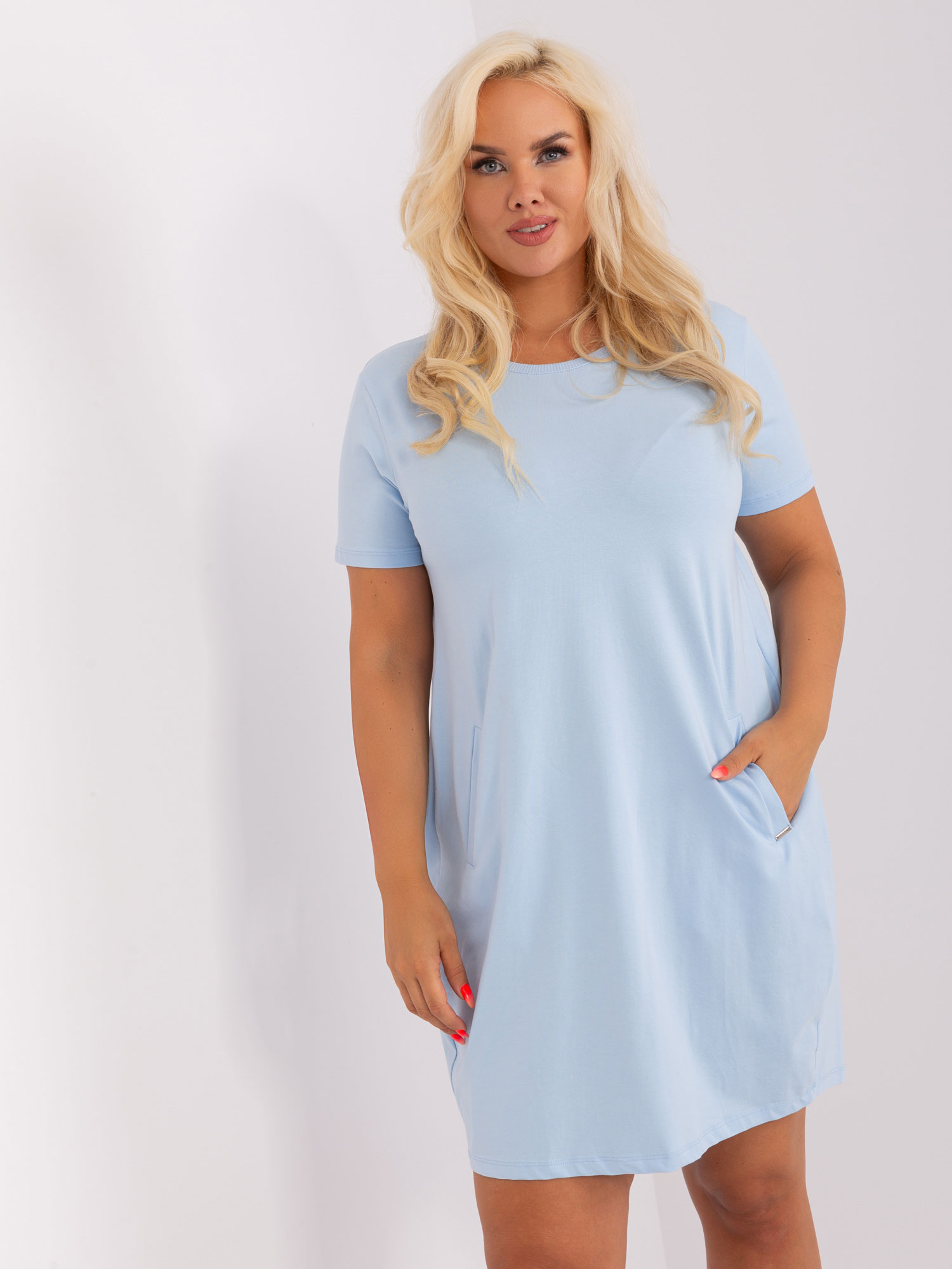Hurt Light Blue Plus Size Cotton Dress