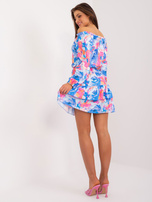 Hurt Niebieska sukienka hiszpanka z printem RUE PARIS