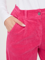 Fuksjowe sztruksowe spodnie typu marchewki RUE PARIS 