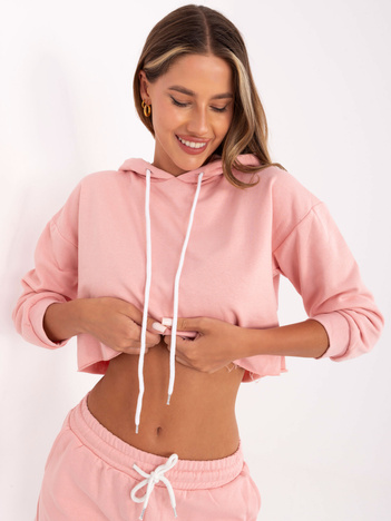 Brudnoróżowy komplet z bluzą z kapturem Emola