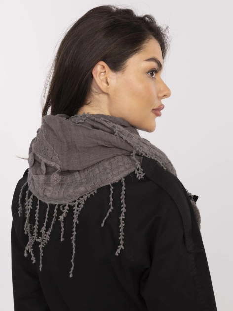 Ciemnoszara trójkątna chusta z bawełny
