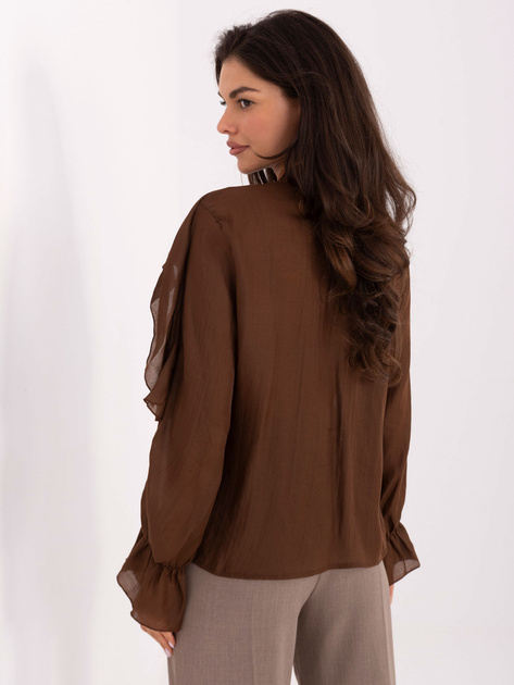 Brązowa damska koszula z falbanami RUE PARIS