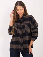 Hurt Granatowo-ciemnoszara wierzchnia koszula w kratę z kieszeniami