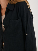 Czarna muślinowa koszula na lato