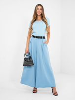 Niebieska damska bluzka basic z bawełny RUE PARIS 